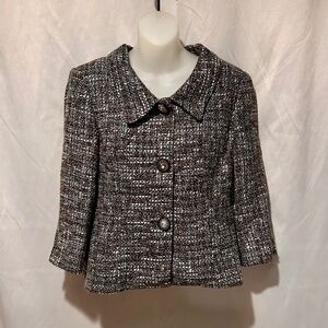Vintage Tweed Blazer with Rhinestone Buttons Size 10